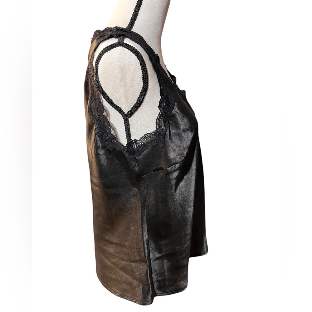 Elementz Black Satin Camisole with Lace Trim, size L - Picture 4 of 8
